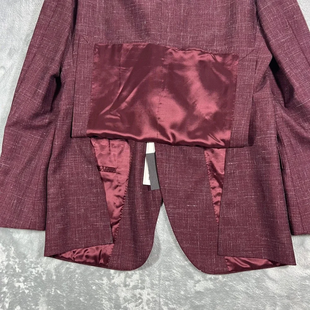 Lubiam Blazer Mens 50L Burgundy NWT Wool‎ Flax Vitale Barberis Canonico Italy